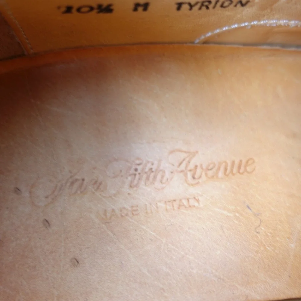 Saks Fifth Avenue Oxford Shoes Men 10.5 M Brown Tan Leather Dress Italian Luxury